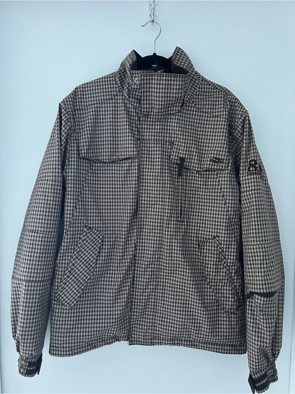 Protest Boardwear Geotech 8.0 Men’s Black & Brown Check Ski Jacket
